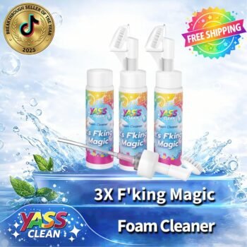 Yass Clean F’king Magic Fabric and Upholstery Foam Cleaner 3PACK 200ML Removes Stains With Carpet Cleaner Brush，Effectively Removes Stains And Odours Caused By Pets From Carpets And Upholstery
