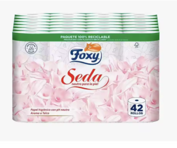 Foxy Seda Papel higiénico Neutro 42 Rollos 3 Capas 6rollo x 7 pack total 42 rollos