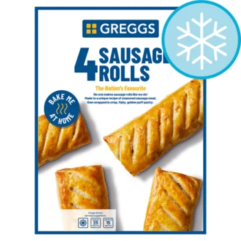 Greggs 4 Sausage Rolls 427g | 2 Boxes Pack, Bake At Home Frozen Puff Pastry Sausage Rolls