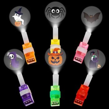 Lotvic 36 PCS Led Finger Lights, Halloween LED Light Up Finger Lights Toys, Glow in The Dark Toys for Party Favours, Goodie Bag Fillers, Classroom Prizes, Halloween Party Supplies (6 Styles)