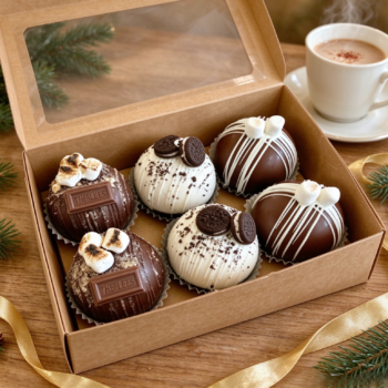 Hot Chocolate Bombs Gift Set, 6‑Pack Assorted Flavours, Christmas Winter Hot Cocoa Bombs with Marshmallows